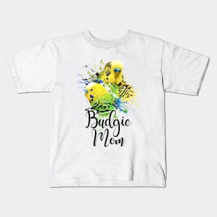 Color Splatter Budgie Parrot Mom White Kids T-Shirt